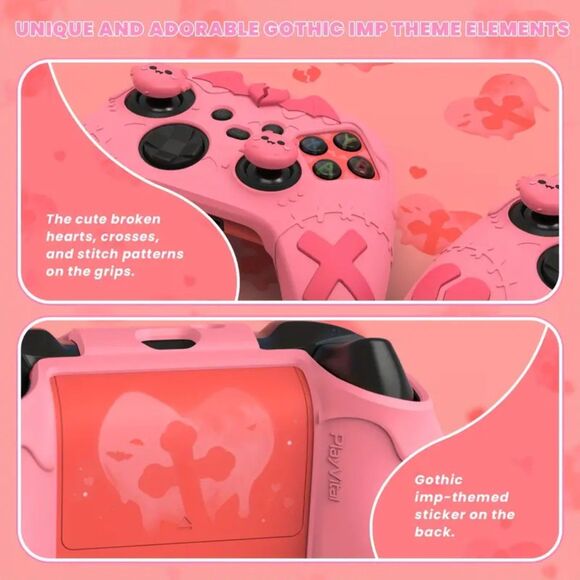 Goth Emo Gamer Girl Kawaii Cute Pink Xbox Controller Cover w/ Thumb Bat Grips - Picture 6 of 8